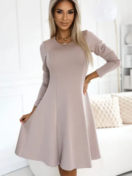 Rochie maxi Numoco lungă de costum bej