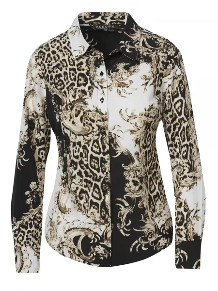 KOROSHI Bluză bej / negru alb