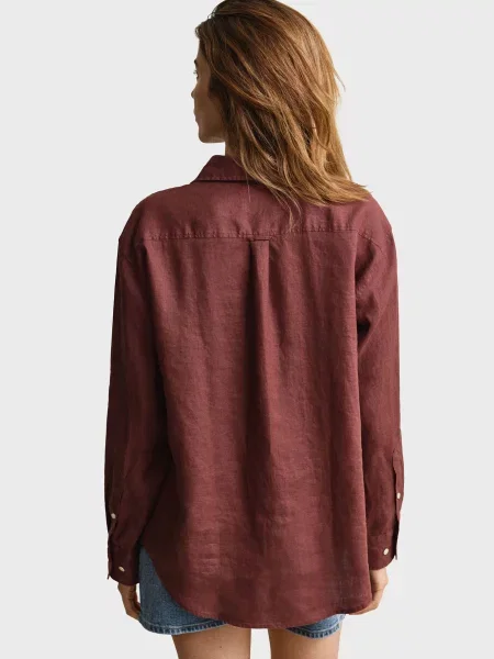 Лляна сорочка Gant коричнева