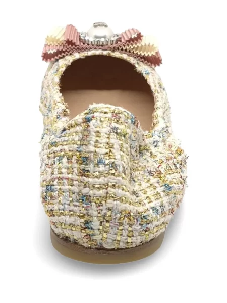 Balerini Casadei cu funde din tweed