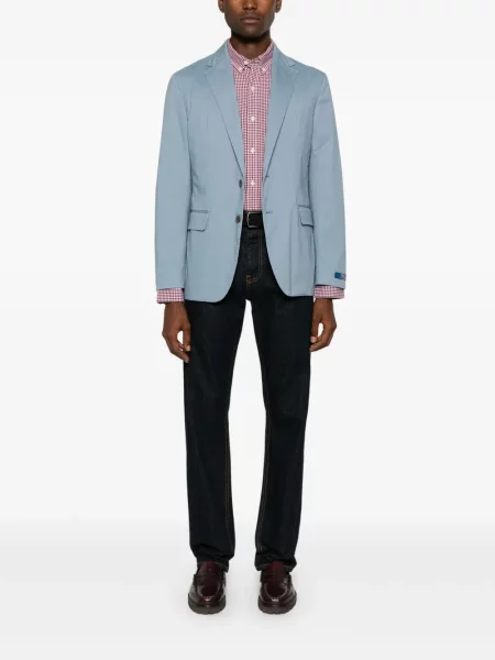 Bluza Polo Ralph Lauren z nadrukiem w kratkę dwurzędowa niebieska