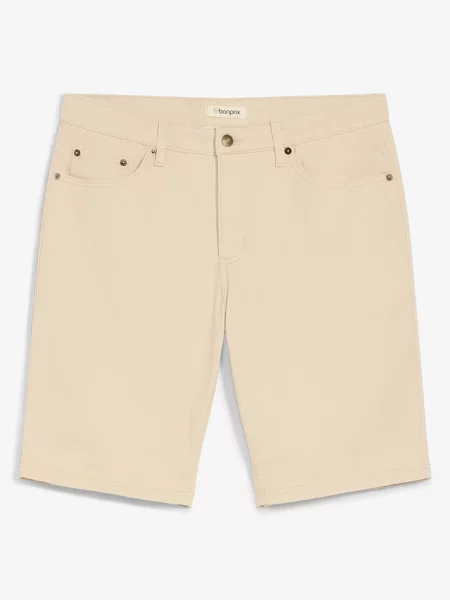 Bermudy ze stretchem classic fit beżowe