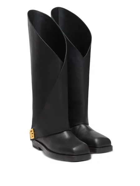 Botine Balmain din piele fără toc negru