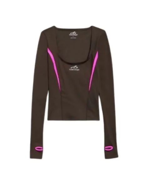 Lniany top Balenciaga różowy