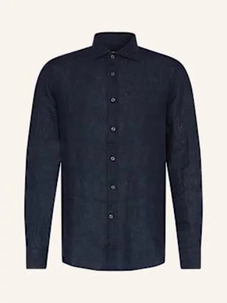 Reiss Lněná Košile Ruban Regular Fit tmavě modrá