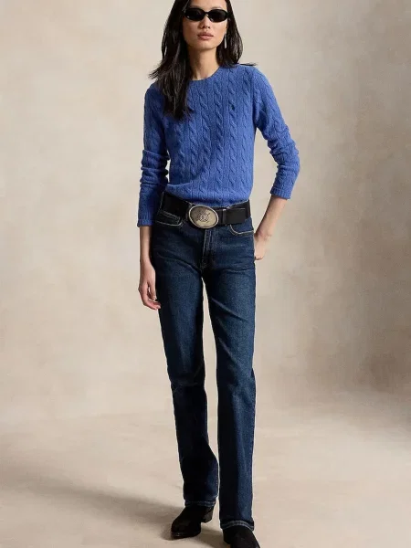 Polo Ralph Lauren sweter z dodatkiem kaszmiru niebieski