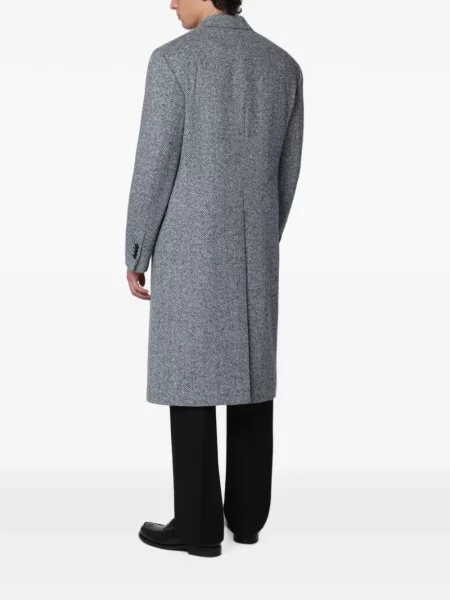 Palton Lardini cu model herringbone cu două rânduri de nasturi gri
