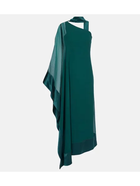 Jedwabna sukienka maxi Taller Marmo na jednym ramieniu garniturowa czarna