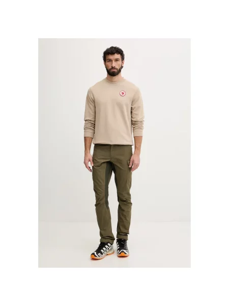 Sweter Fjällräven z kapturem z logo beżowy