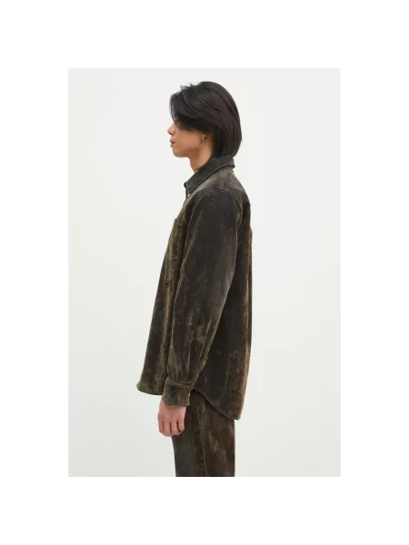 Helmut Lang koszula Curved Cl Shirt.Floc regular z kołnierzykiem klasycznym zielony