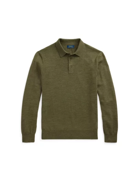 Sweter Polo Ralph Lauren wełniany z długim rękawem zielony