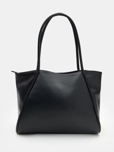 Велика шопер-сумка з екошкіри чорний