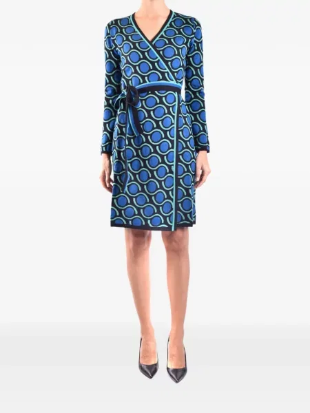 Μίνι φόρεμα Dvf Diane Von Furstenberg με σχέδιο κρουαζέ μπλε