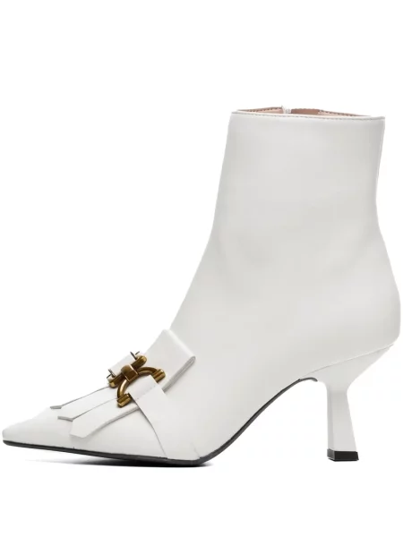 Кожени боти до глезена Poche Paris бяло