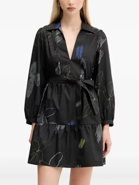 Rochie tip cămașă Desigual cu model floral cu imagine negru