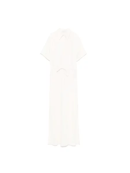 Lniana sukienka maxi Brunello Cucinelli beżowa