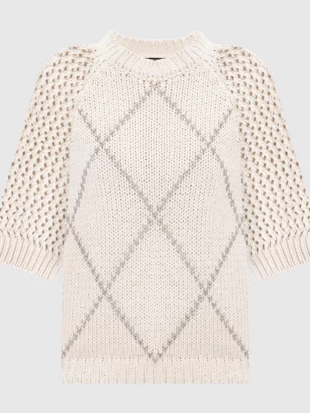 Светр з коротким рукавом з ланцюжком моніль Peserico бежевий