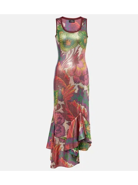 Rochie maxi Etro din satin cu imagine de costum