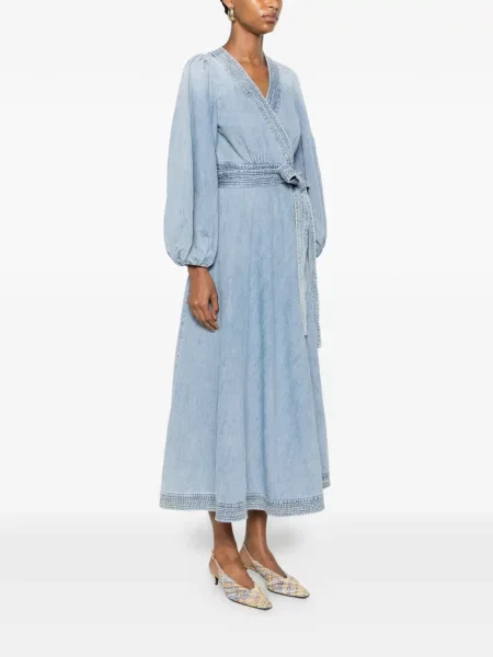 Cu centură rochie midi Zimmermann plic albastru