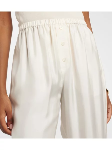Pantaloni Róhe de mătase alb