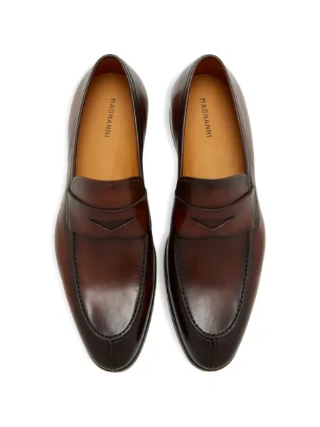 Loafersy Magnanni skórzane na ramiączkach brązowe