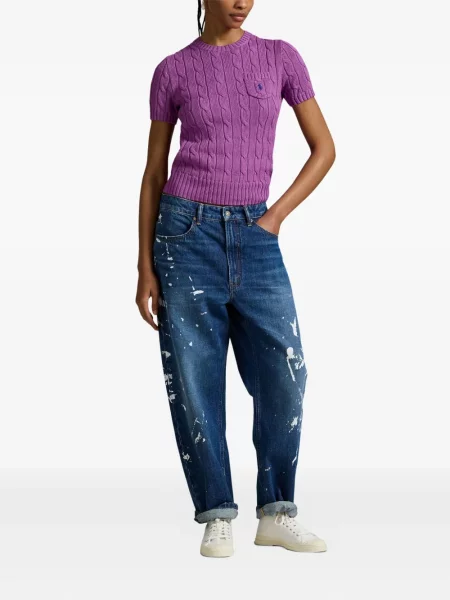Каубой шапка Polo Ralph Lauren бродирана на райета червено