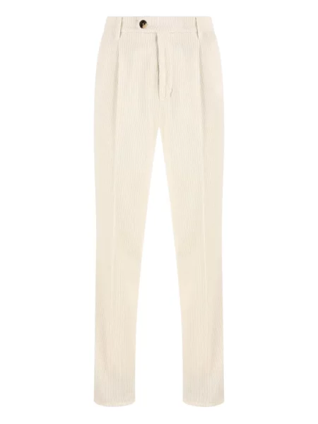 Manšestrové plisované kalhoty Brunello Cucinelli bílé