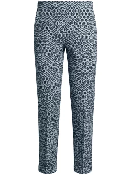 Pantaloni Etro cu model floral din jacard albastru