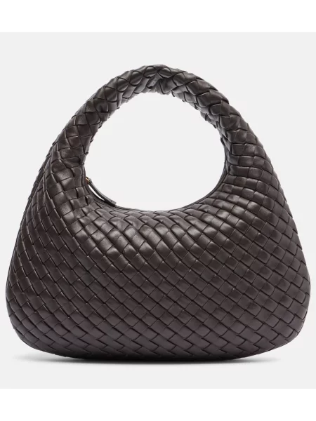 Кожена кожена чанта Bottega Veneta Handle кафяво