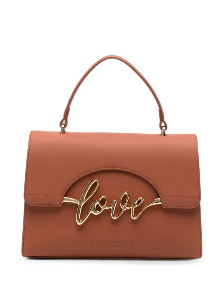 Geantă shopper Love Moschino cu autograf maro