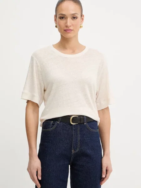 BOSS Orange t-shirt lniany C Emma beżowa