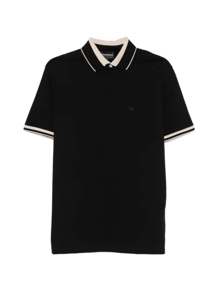 Tricou polo Emporio Armani cu broderie negru