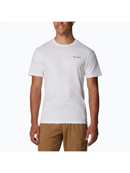 Tricou de drumeție pentru bărbați Columbia North Cascades white/csc box logo alb
