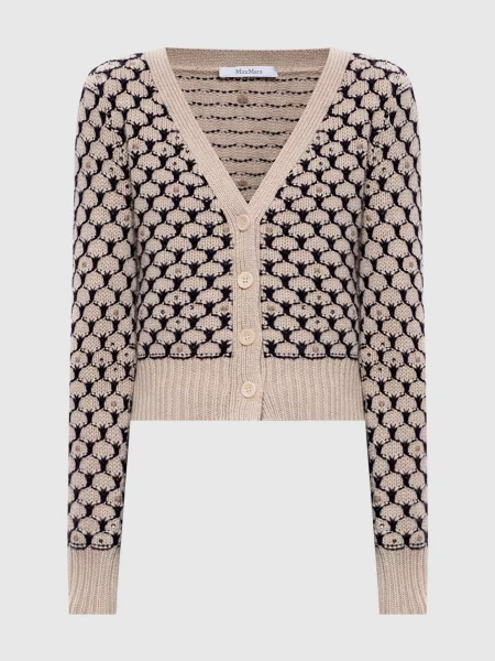 Кардиган MXMMASTRO з вовни і кашеміру у візерунок Max Mara бежевий