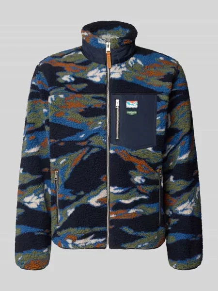 Kurtka z polaru we wzór na całej powierzchni ze stójką Superdry granatowa