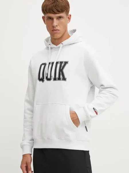 Суичър с качулка Quiksilver с качулка с принт сиво