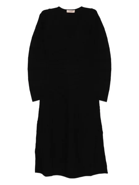 Rochie midi Twinset cu decolteu în V până la genunchi de costum negru