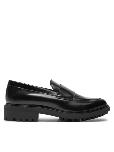 Кожени мокасини Calvin Klein MOCCASIN W/ BAND черно