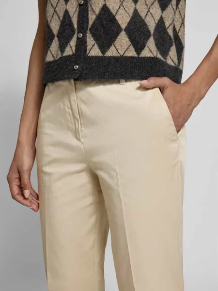 Chinos z satyny bawełnianej krój slim fit S.oliver Black Label beżowe