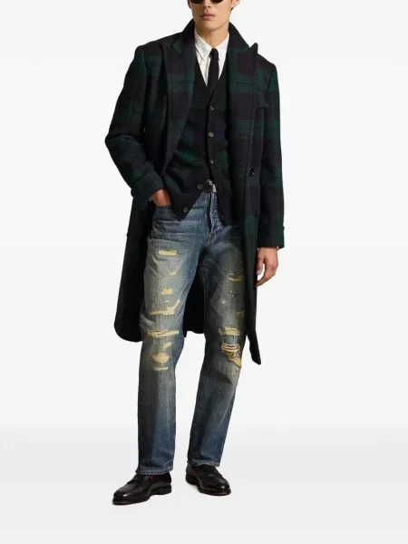 Șosete Polo Ralph Lauren cu broderie în carouri de flanelă verde
