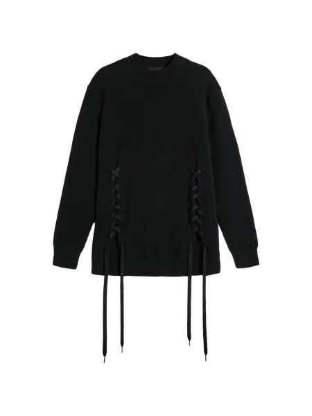 Pulover Simone Rocha cu șireturi din lână merinos negru