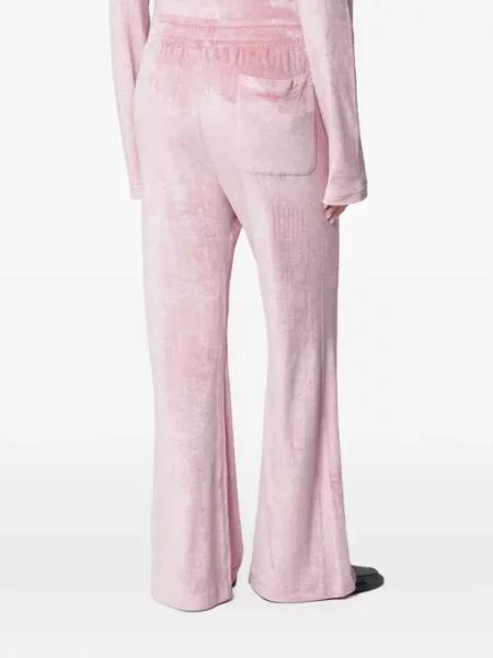 Pantaloni Sanderlak de catifea evazate roz