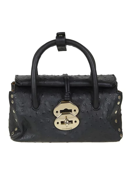 Mała torebka skórzana Zanellato skórzana czarna