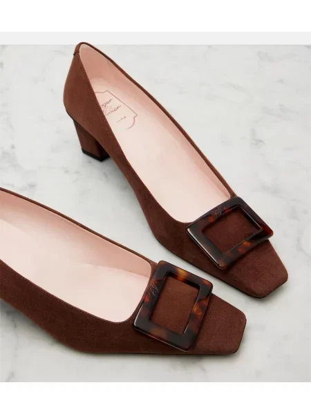 Pantofi cu toc Roger Vivier din piele de căprioară maro