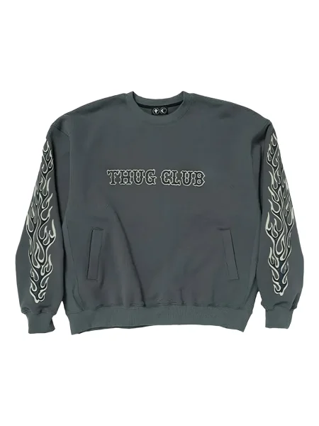 Hanorac Thug Club din piele gri