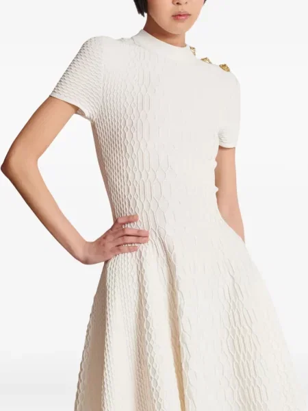 Rochie mini Balmain tricotate de costum alb