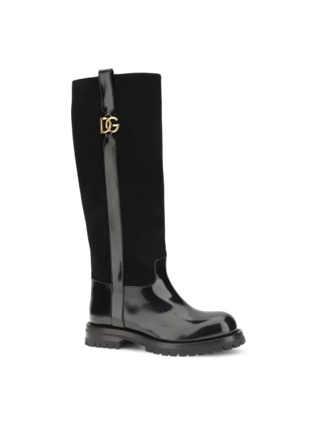 Muszkieterki Dolce And Gabbana skórzane czarne