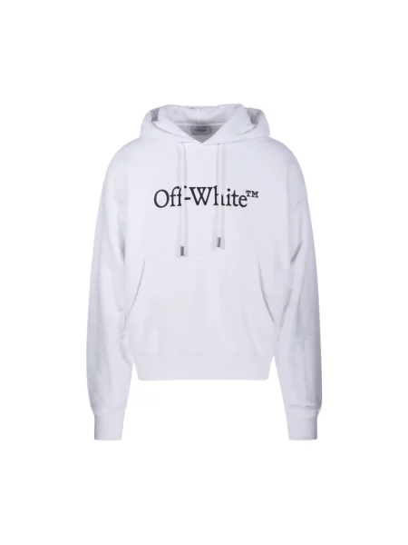 Bluza z kapturem Off-white z okrągłym dekoltem biała