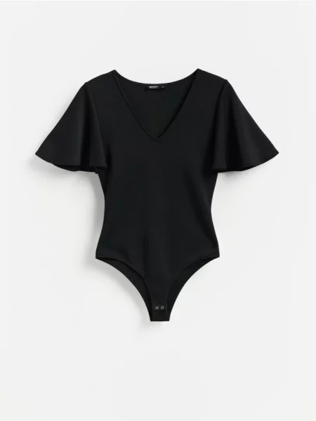 Reserved Body cu mâneci decorative negru