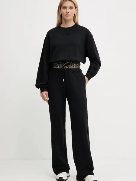Just Cavalli bluza gładka czarny